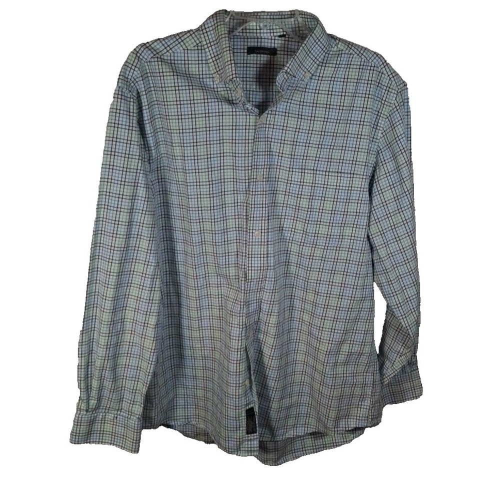 Turtleson Blue Green Check Mens Button up Shirt Size XL Preppy Easter Spring